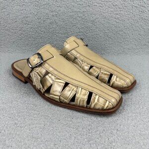 Giorgio Brutini Sandals Men 11.5 Shoe Beige Tan Crocodile Croc Slip On Vintage 1